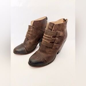 Freebird Malbec Leather Ankle Bootie Boots Distressed Boho Biker Western Sz 7